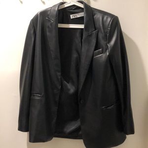 Black leather blazer